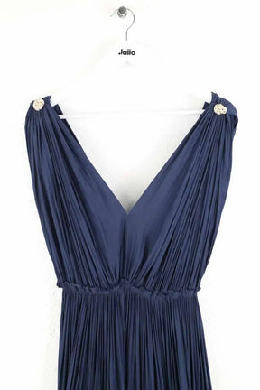 Robe Lanvin Robe longue à volant Marine en Soie