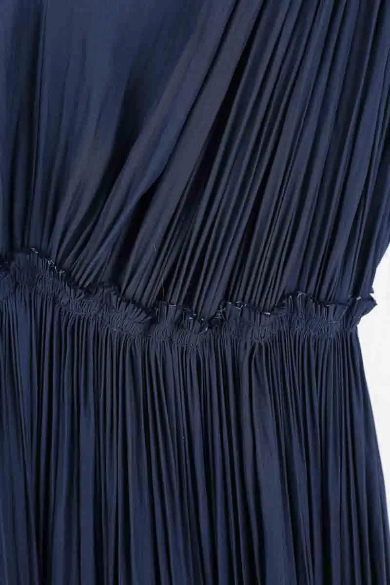 Robe Lanvin Robe longue à volant Marine en Soie