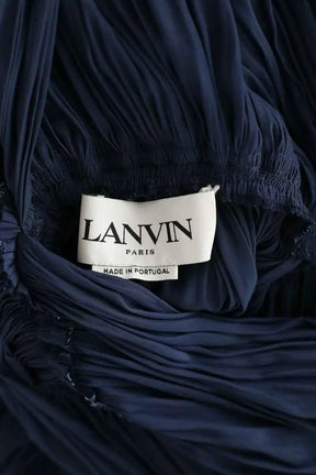 Robe Lanvin Robe longue à volant Marine en Soie