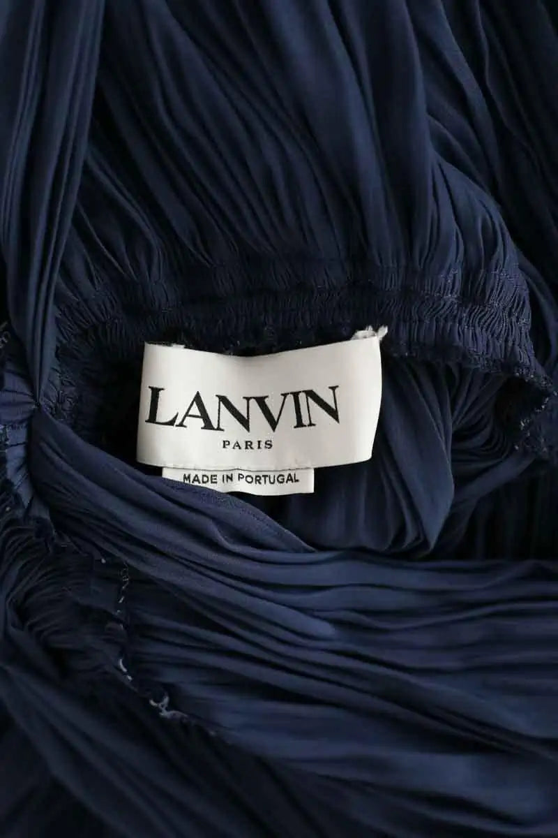 Robe Lanvin Robe longue à volant Marine en Soie
