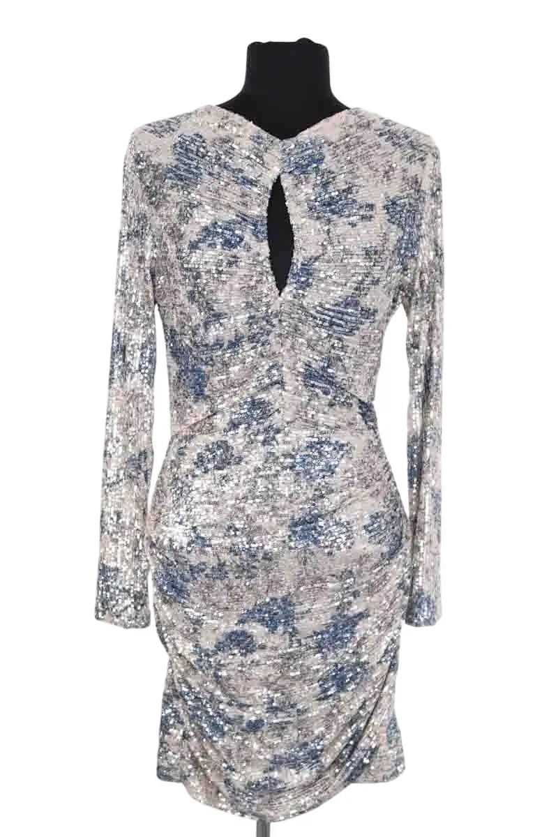 Robe Maje Argent en Paillettes, taille XS - Seconde Main