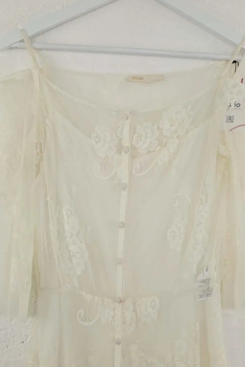 Robe Maje Blanc en Synthétique