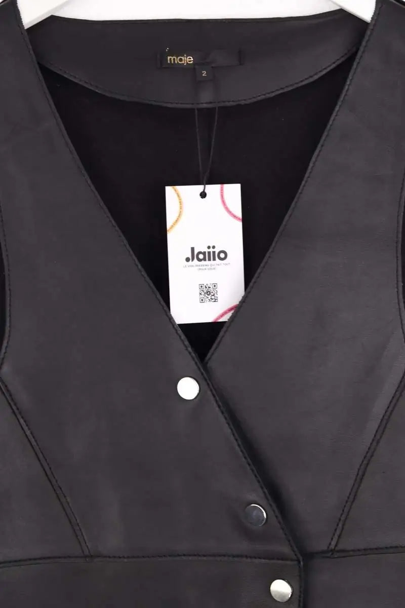 Robe Maje Noir en Cuir