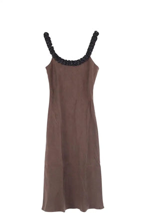 Robe Rouje Marron en Synthétique, taille XS - Seconde Main