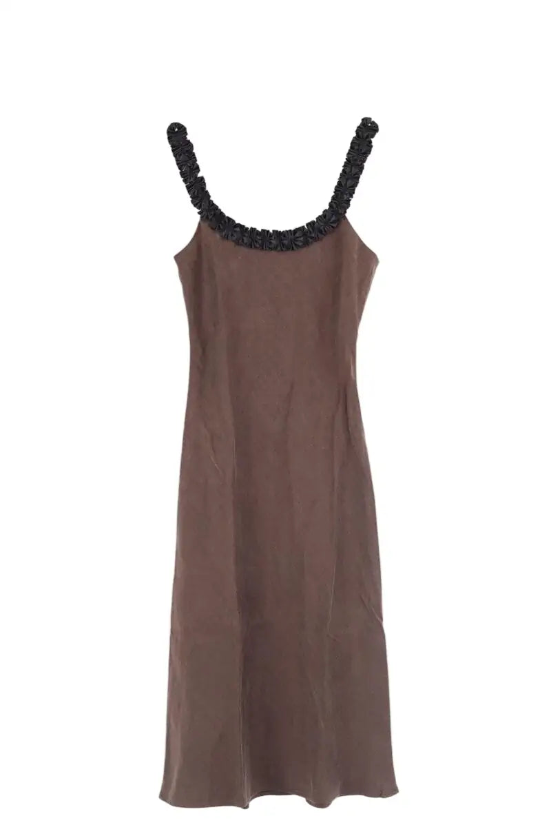 Robe Rouje Marron en Synthétique, taille XS - Seconde Main