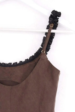 Robe Rouje Marron en Synthétique