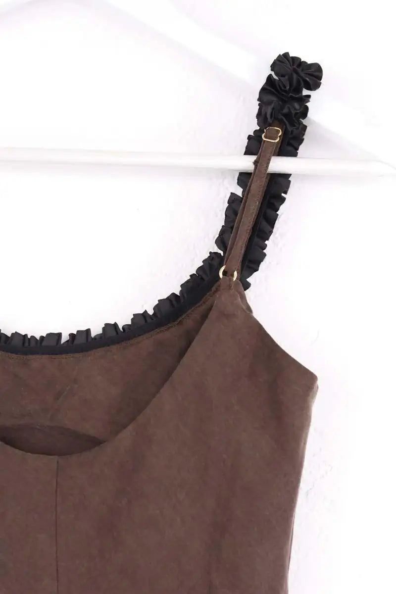 Robe Rouje Marron en Synthétique