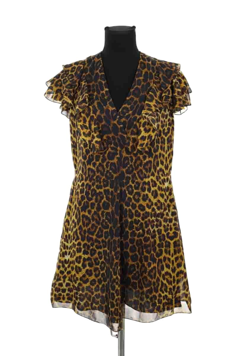 Robe Saint Laurent Marron en Soie, taille L - Seconde Main