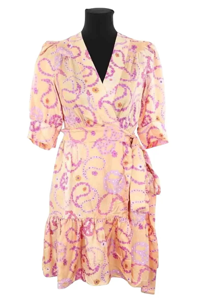 Robe Sandro Beige en Soie, taille XS - Seconde Main