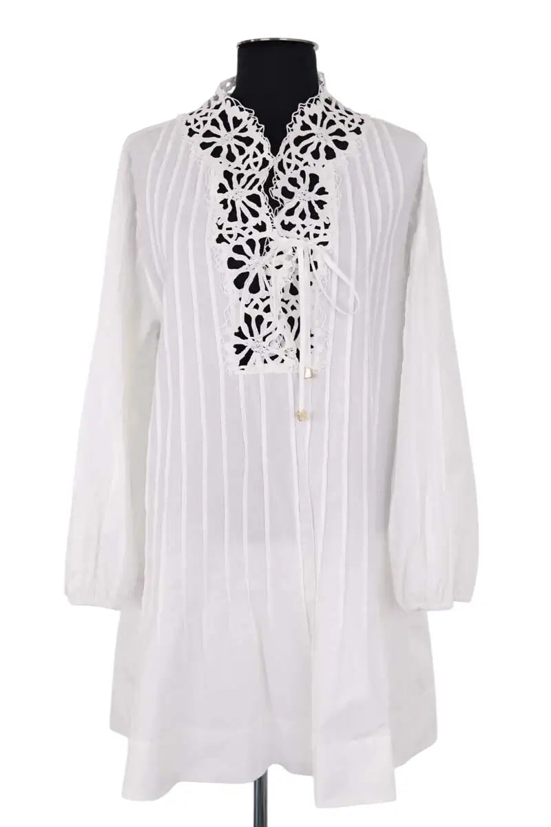 Robe Sandro Blanc en Coton, taille L - Seconde Main