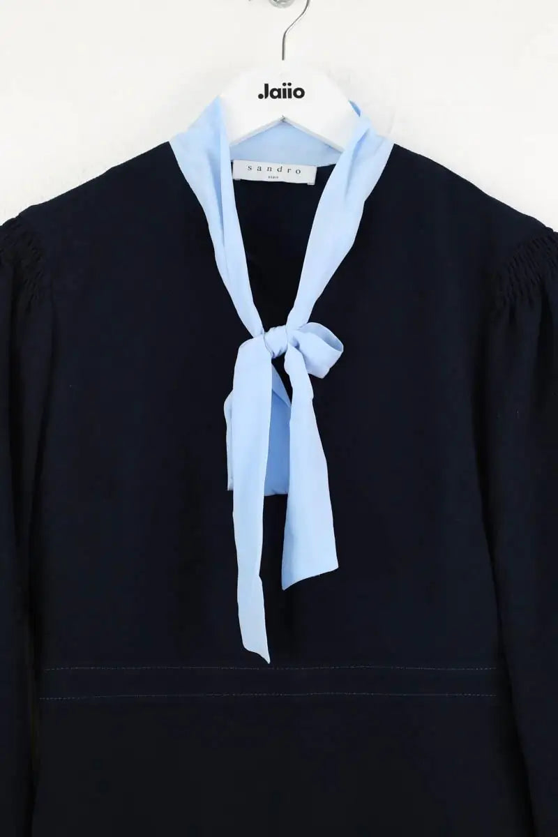 Robe Sandro Bleu en Soie