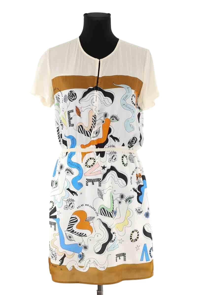 Robe Sandro Ecru en Polyester, taille M - Seconde Main