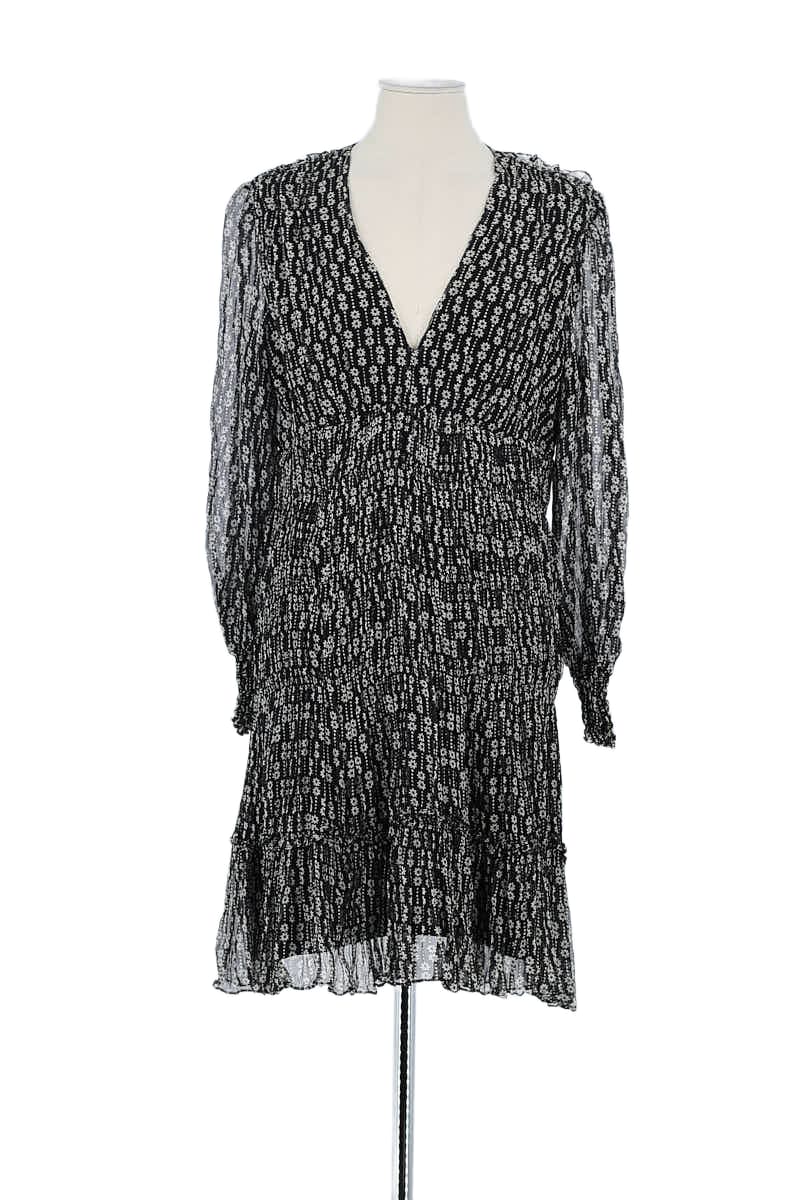 Robe Sandro Noir en Soie, taille XL - Seconde Main