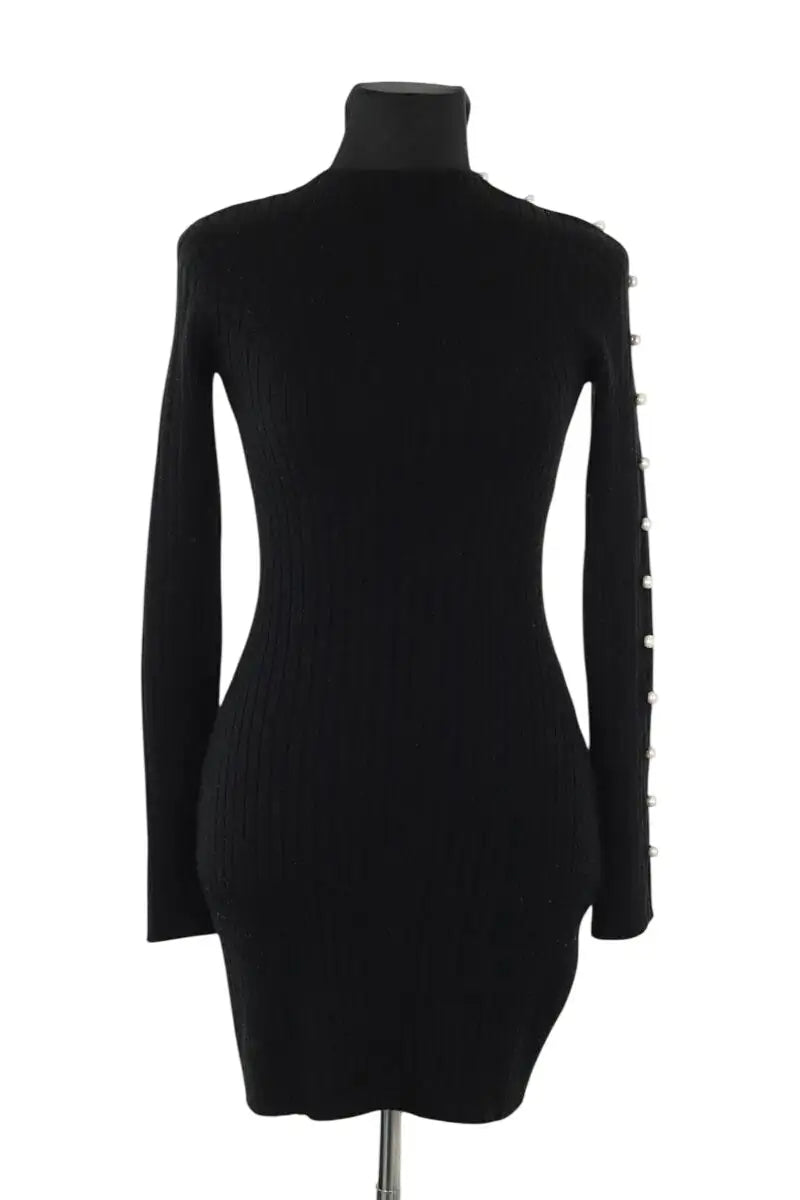 Robe Sandro Noir en Synthétique, taille XS - Seconde Main