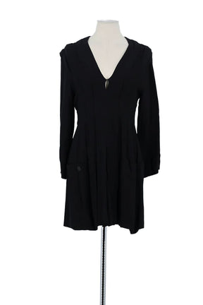 Robe Sandro Noir en Viscose, taille XS - Seconde Main