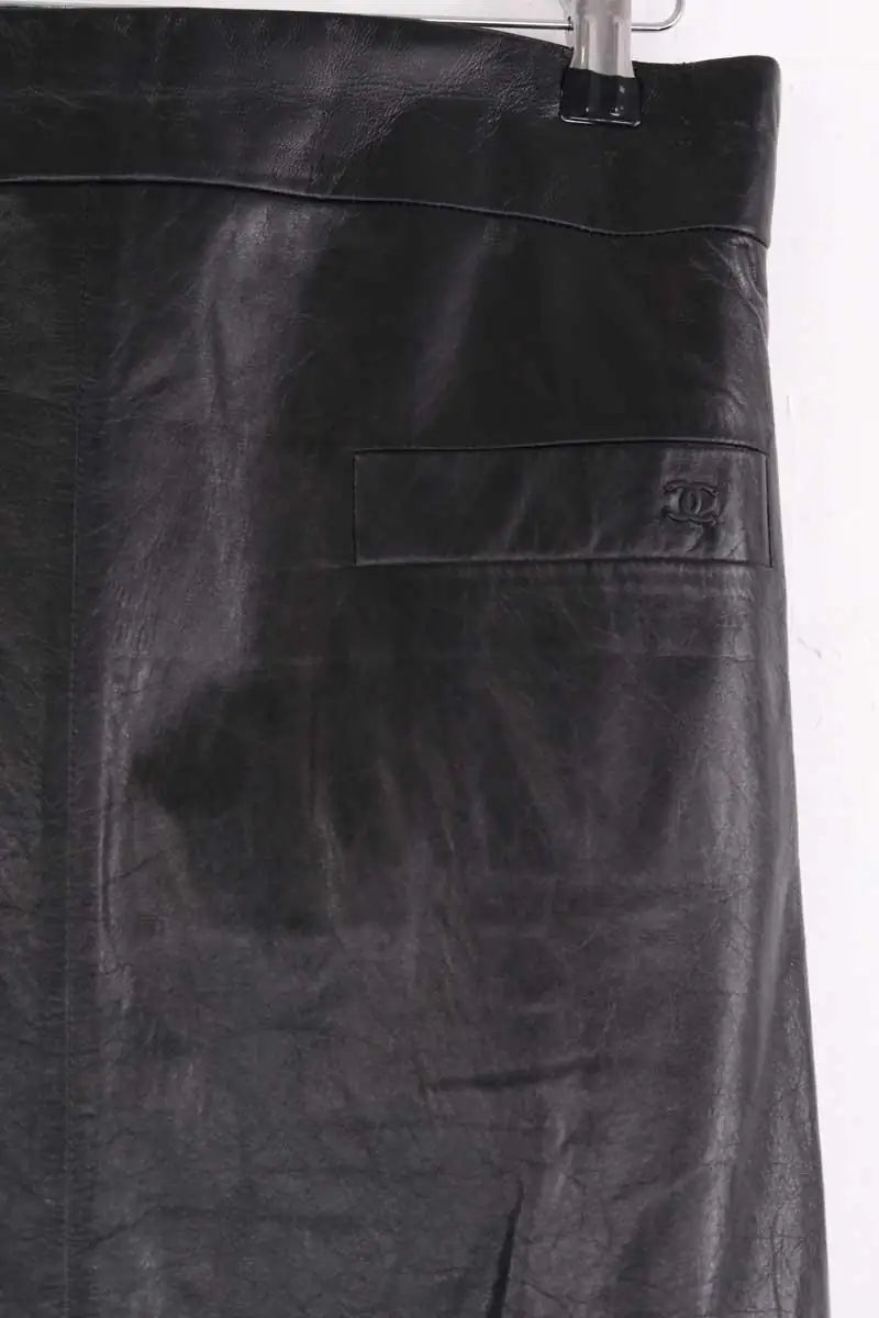 Robe sans manches Chanel Noir en Cuir