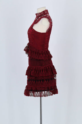Robe Self-Portrait Bordeaux en Coton