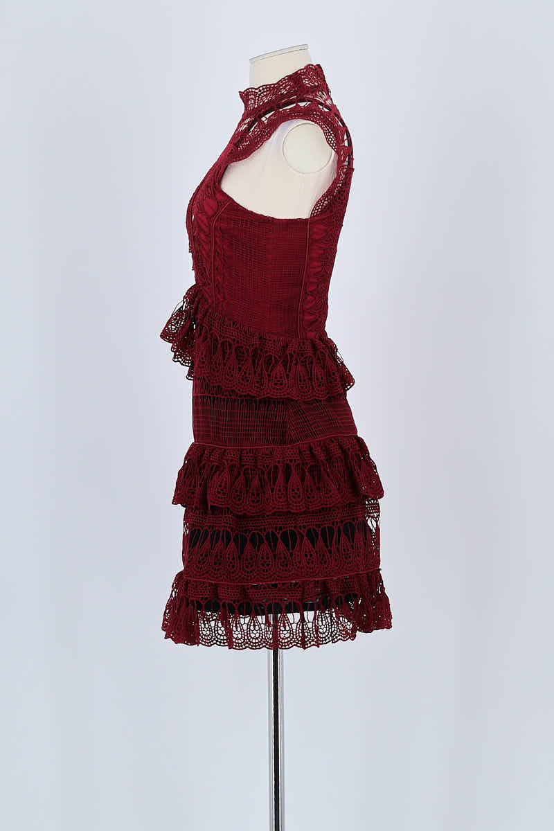 Robe Self-Portrait Bordeaux en Coton