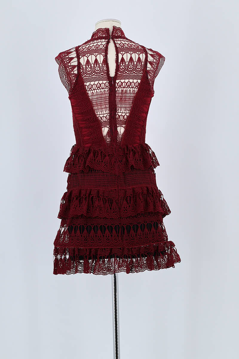 Robe Self-Portrait Bordeaux en Coton