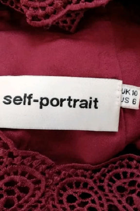 Robe Self-Portrait Bordeaux en Coton