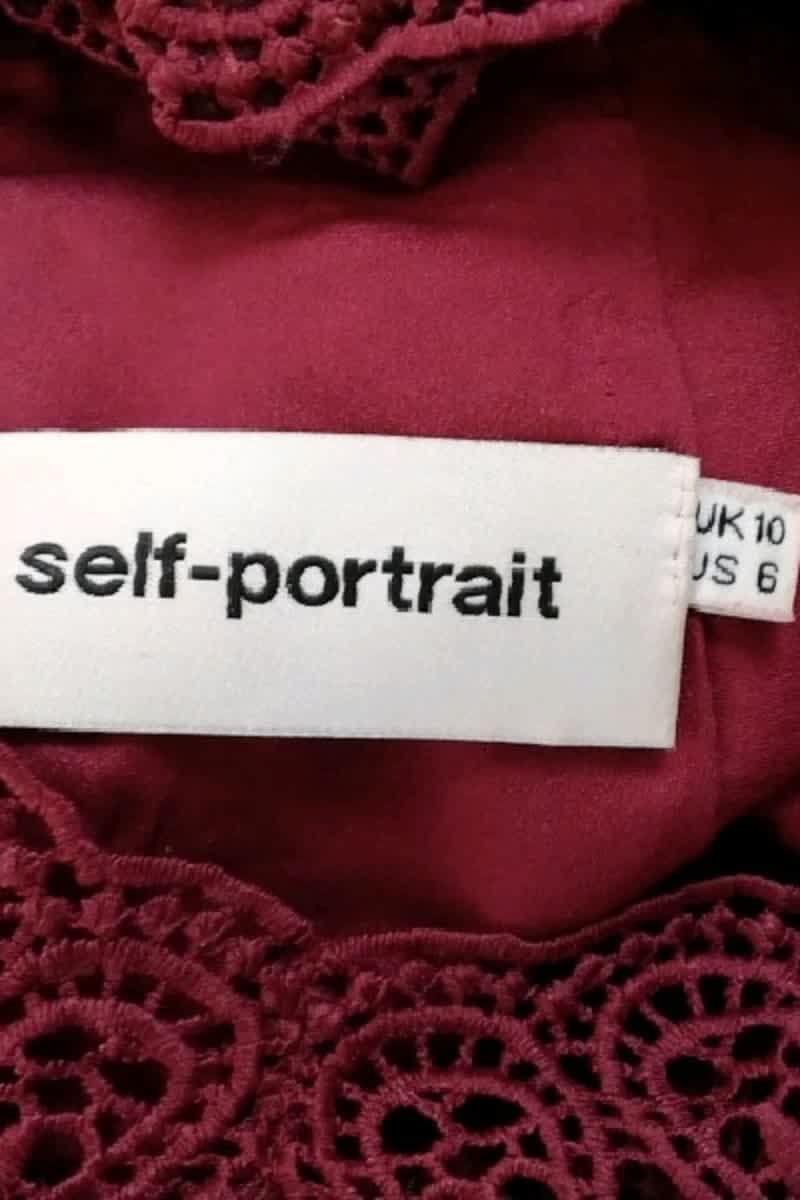 Robe Self-Portrait Bordeaux en Coton