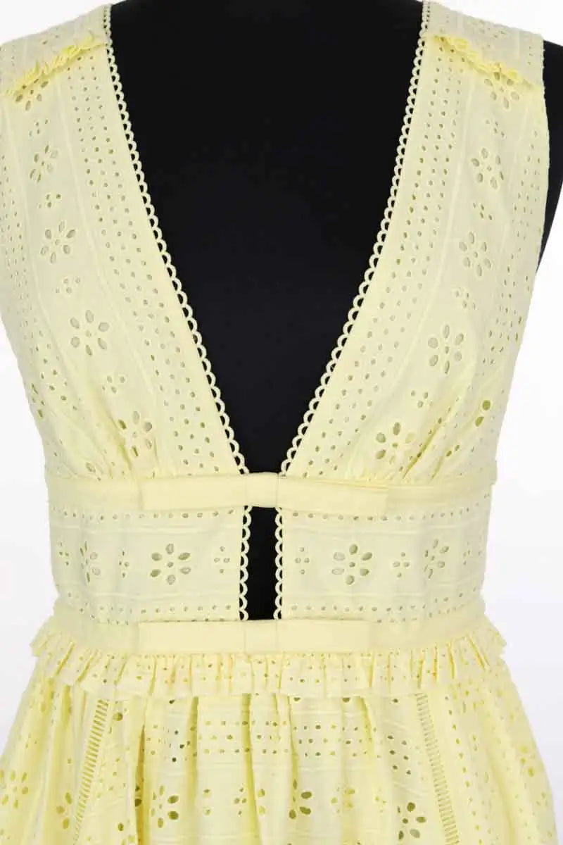 Robe Self-Portrait Jaune en Coton