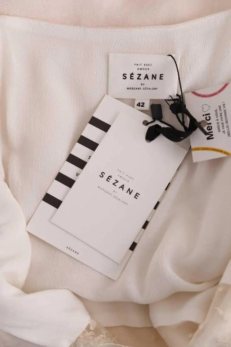 Robe Sézane Bagatelle Ecru en Viscose