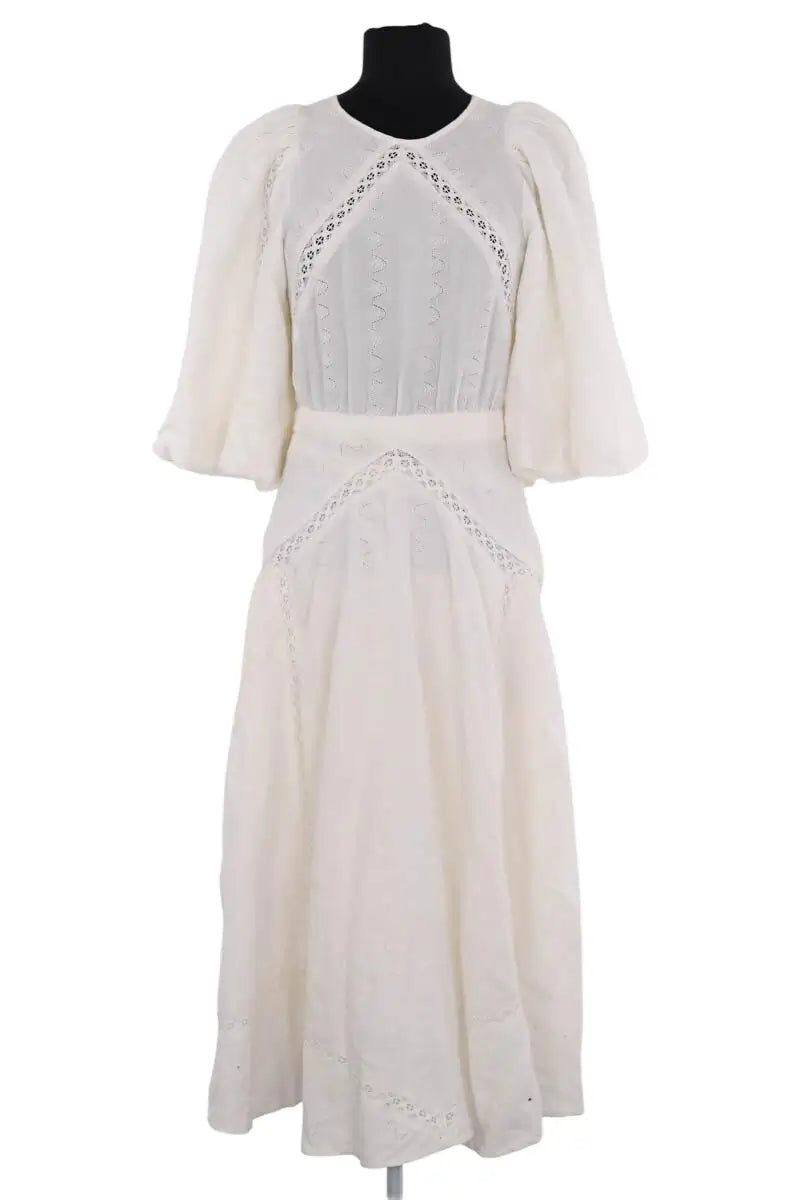 Robe Sézane Blanc en Coton, taille S - Seconde Main