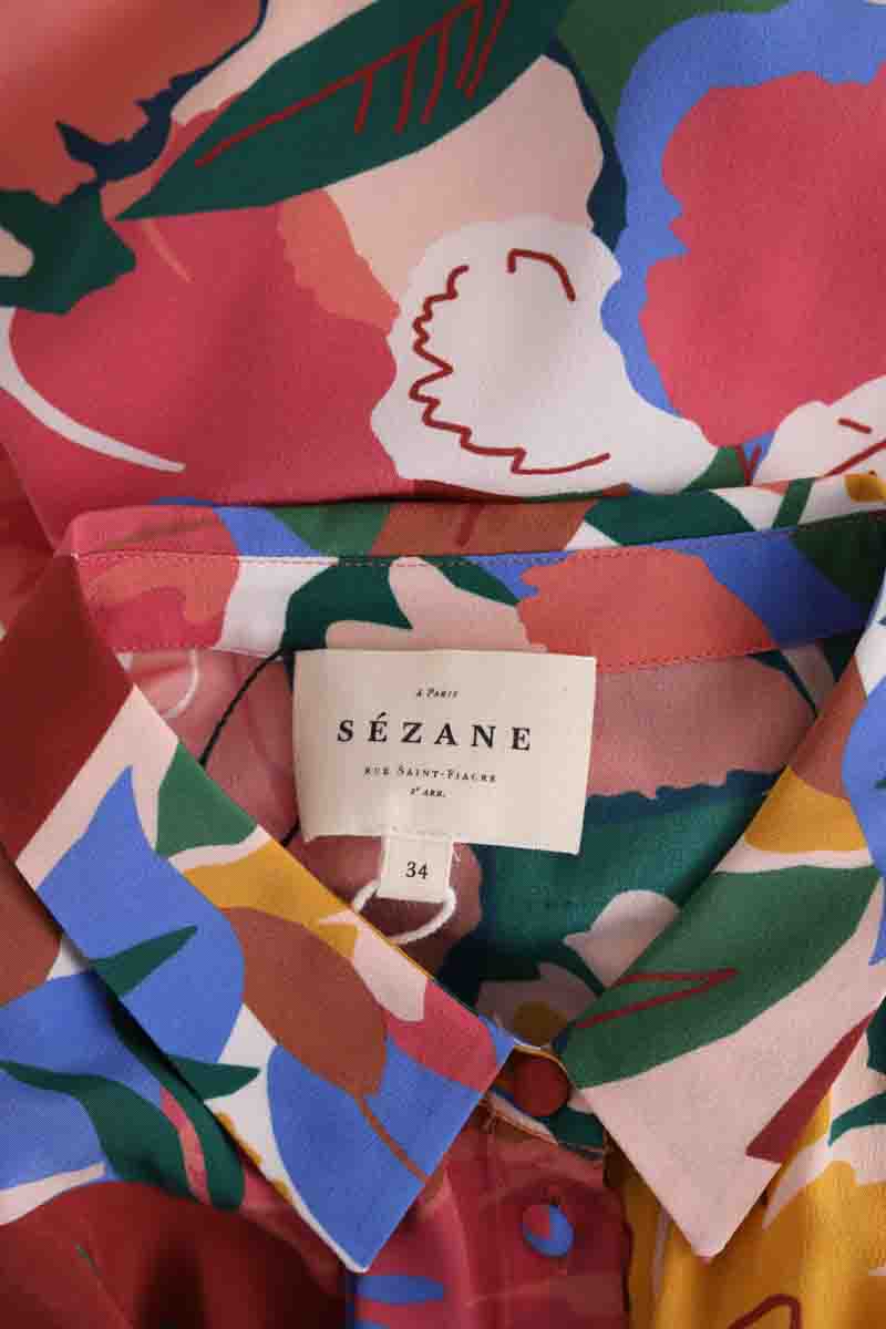 Robe Sézane Delphina imprimé fleurs naives Multicolore en Soie
