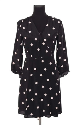 Robe Sézane Elsa print gros pois Noir en Soie, taille S - Seconde Main