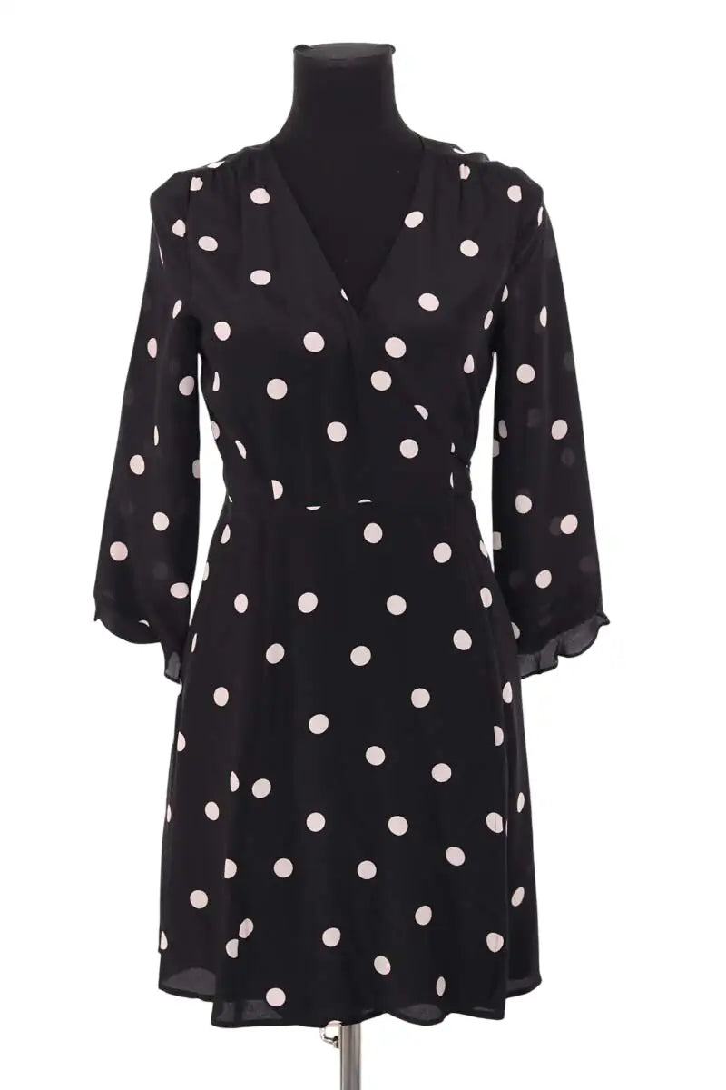 Robe Sézane Elsa print gros pois Noir en Soie, taille S - Seconde Main