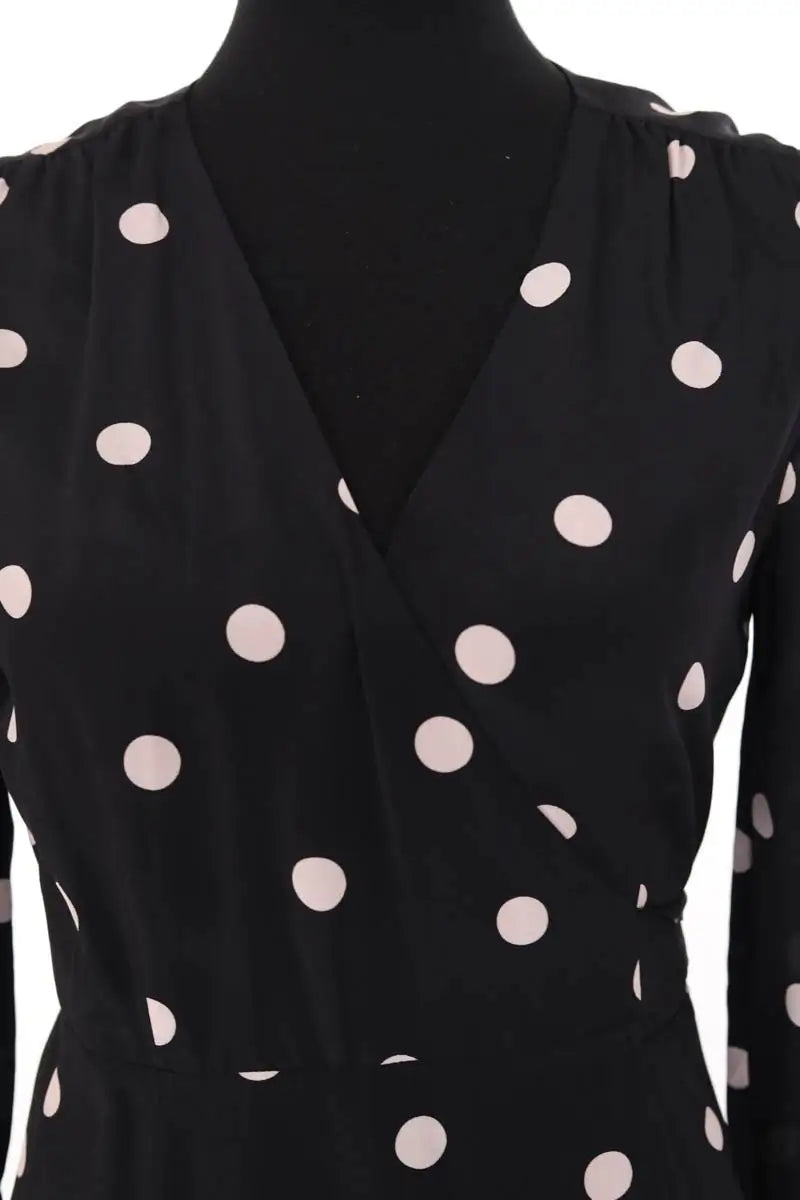 Robe Sézane Elsa print gros pois Noir en Soie