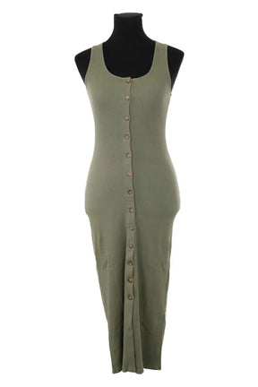 Robe Sézane Kaki en Coton - élasthanne, taille XS - Seconde Main
