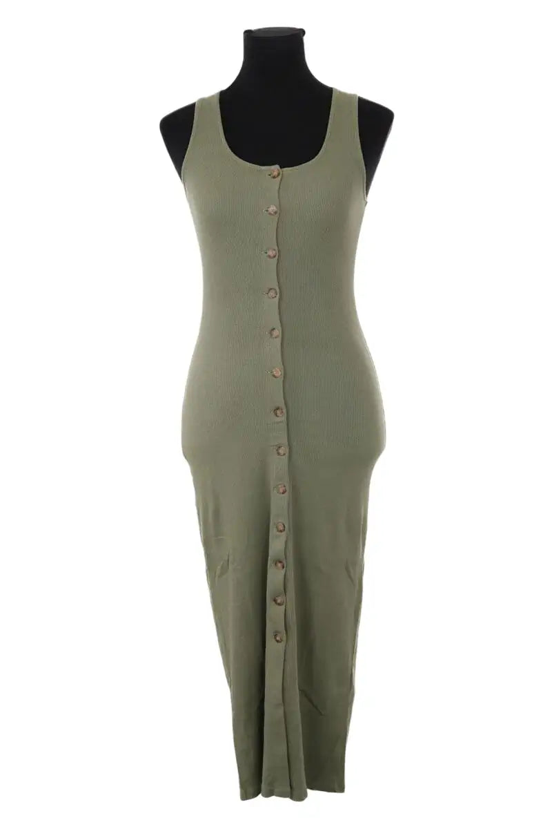 Robe Sézane Kaki en Coton - élasthanne, taille XS - Seconde Main