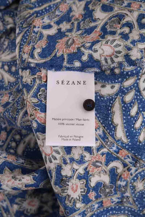Robe Sézane Lauretta imprime ranch Bleu en Viscose