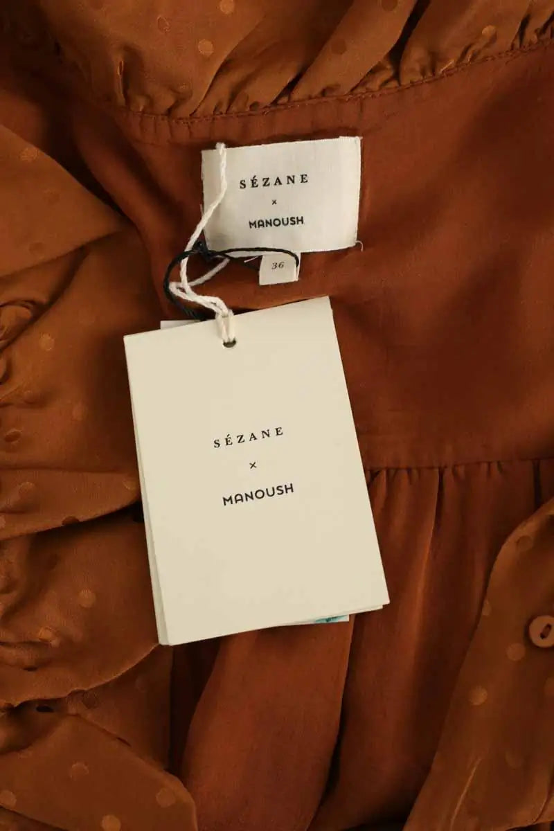 Robe Sézane Luba Camel en Soie