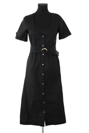 Robe Sézane Noir en Lin, taille S - Seconde Main