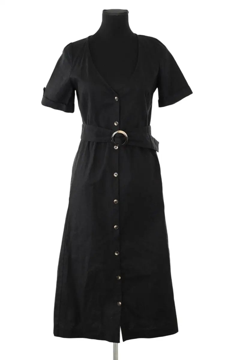 Robe Sézane Noir en Lin, taille S - Seconde Main