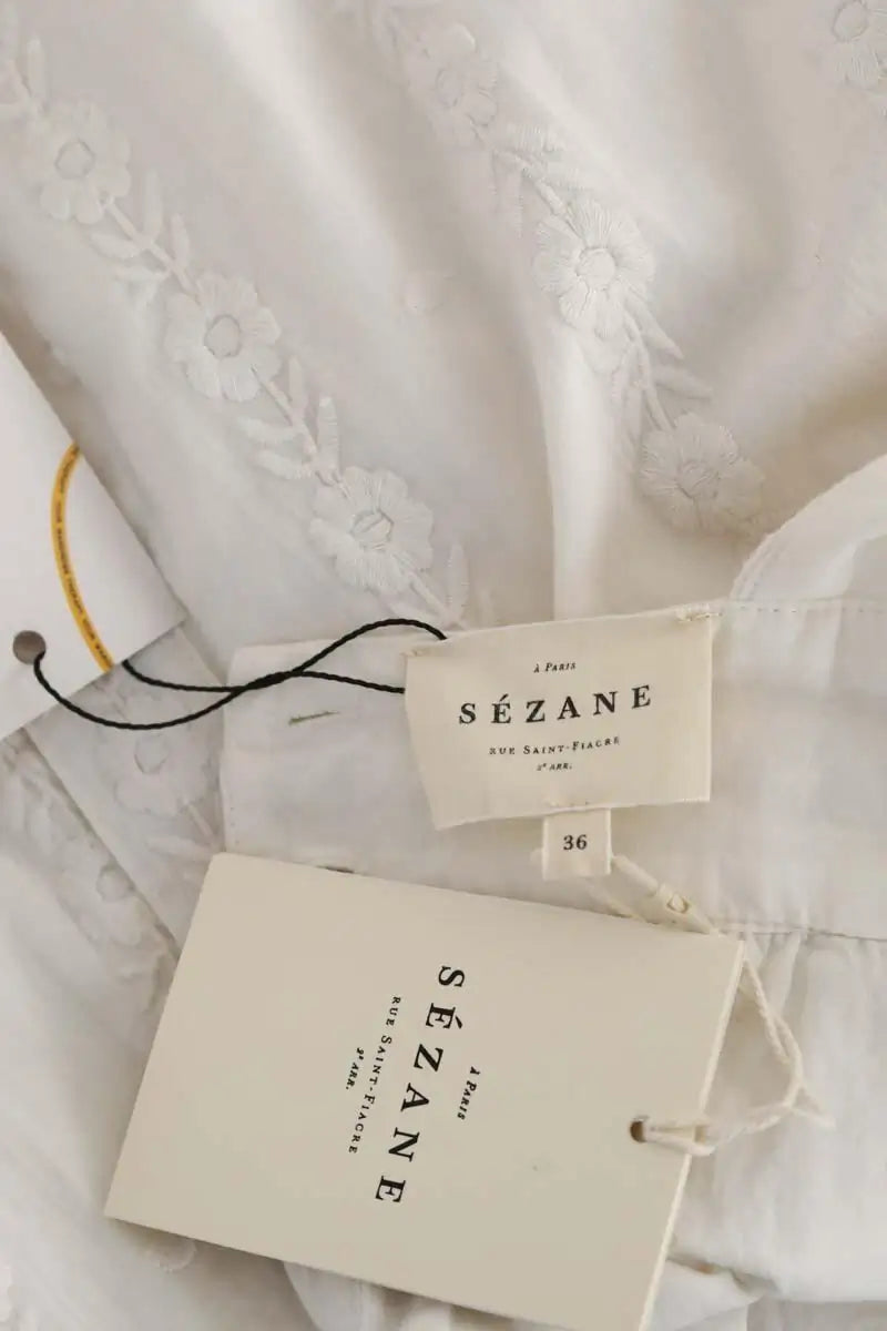 Robe Sézane Odalie Ecru en Coton