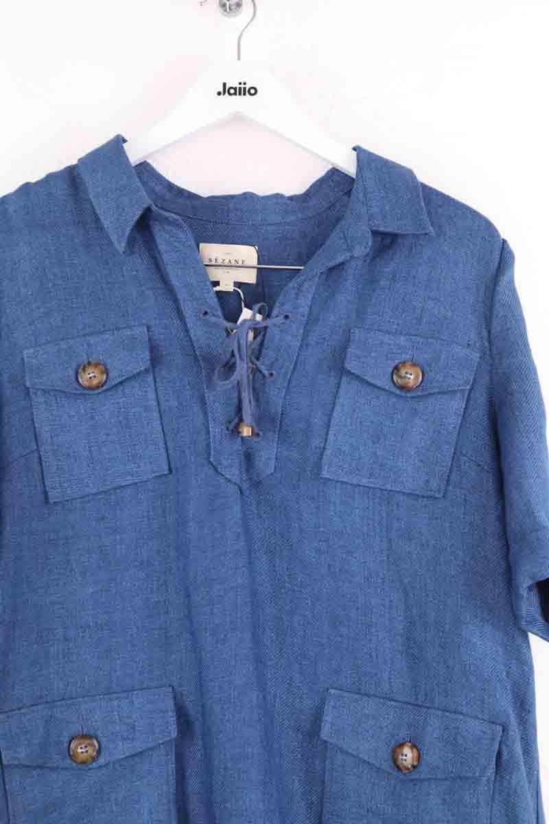 Robe Sézane Solal Bleu en Coton