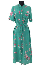 Robe Sézane Vert en Soie, taille S - Seconde Main