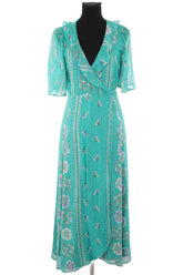 Robe Sézane Vert en Soie, taille XS - Seconde Main