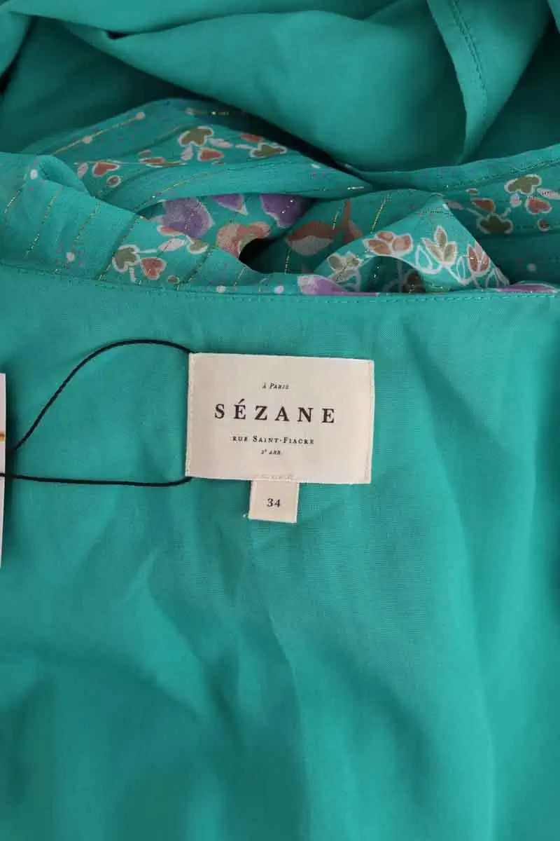 Robe Sézane Vert en Soie