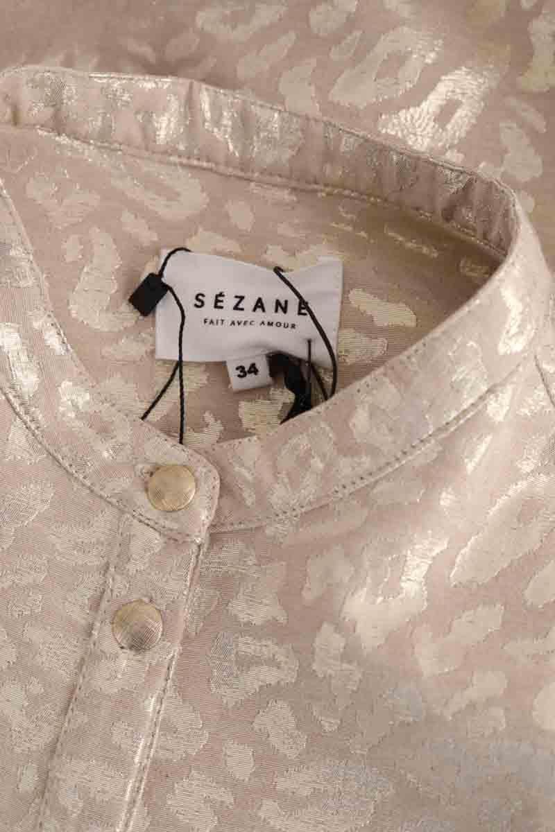 Robe Sézane Zoe leopard dore Doré en Coton