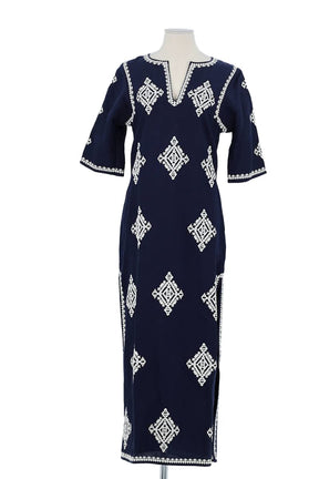Robe Tory Burch Marine en Lin, taille XS - Seconde Main