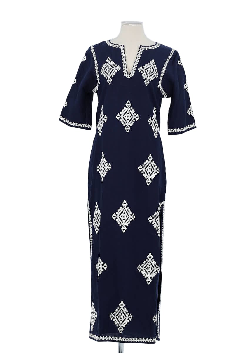 Robe Tory Burch Marine en Lin, taille XS - Seconde Main
