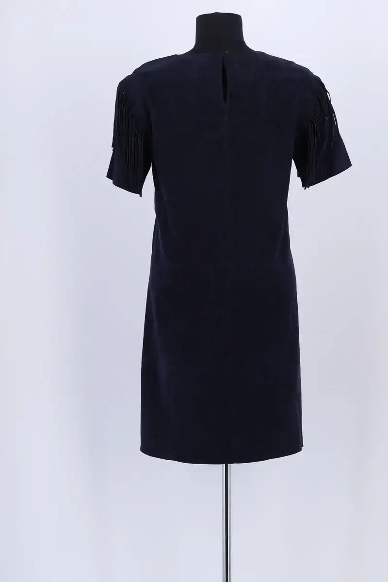 Robe Yves Salomon Bleu en Cuir