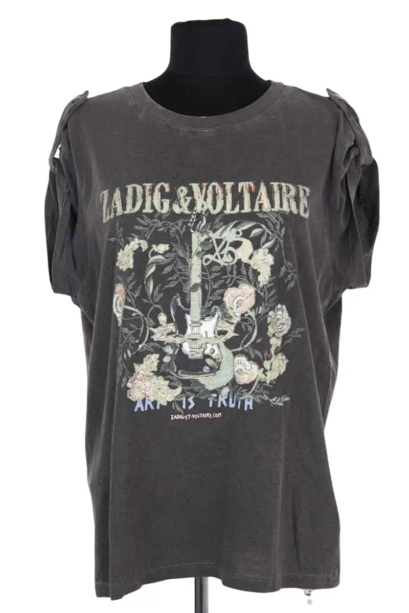 T-shirt Zadig & Voltaire Gris en Coton, taille M - Seconde Main