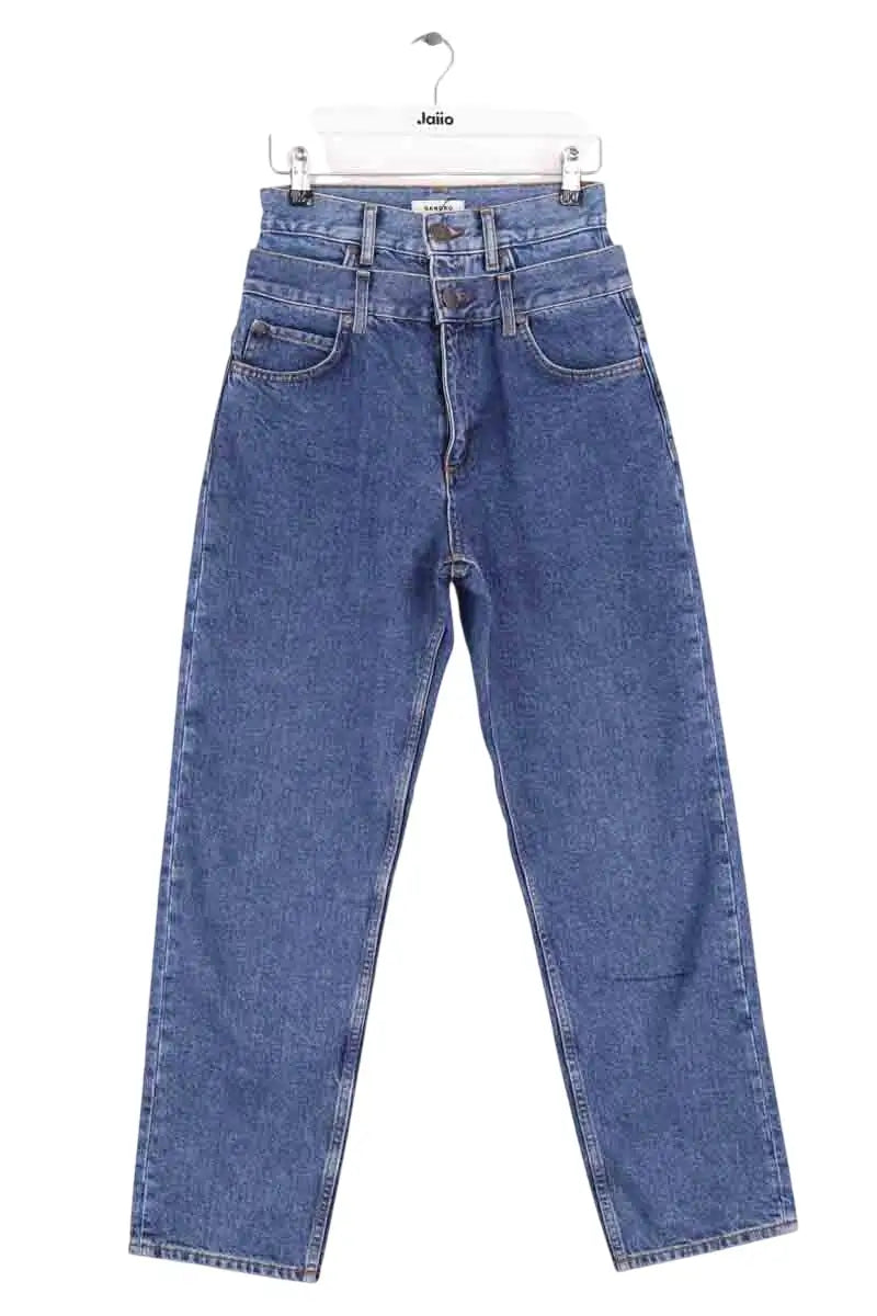 Jean droit Sandro Bleu en Coton, taille XS - Seconde Main