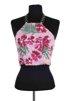 Top sans manche Maje Rose en Paillettes, taille S - Seconde Main
